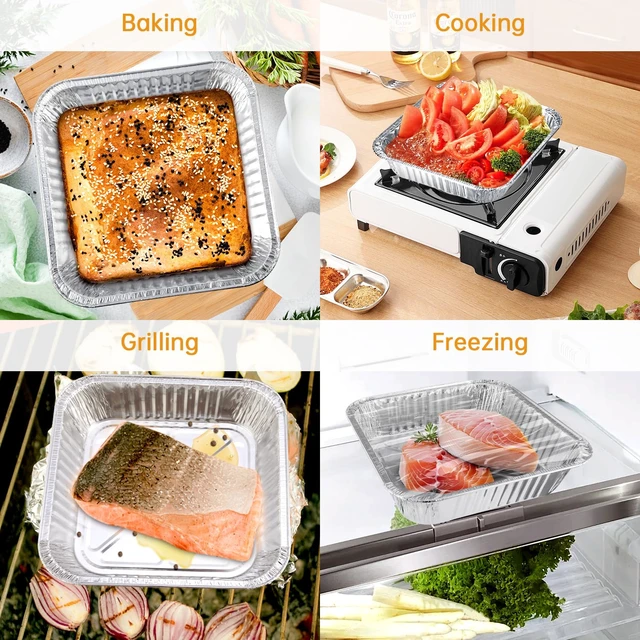 Alt view image 6 of 7 - 20 Pack 8x8 Aluminum Pans, Disposable Foil Baking Pans | Heavy-Duty Aluminum Foil Pans for Baking, Cooking, Heating, Storing & Meal Prepping - Oven, Freezer & Grill Safe