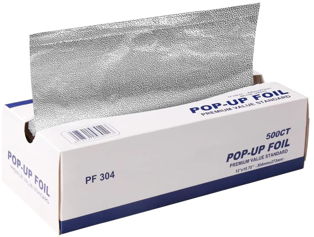 Main image of Foil Sheets, Pre-Cut Foil Sheets | 200 Alu-Folienblätter vorgeschnitten & antihaftbeschichtet, hitzebeständig, Pop-up-Spender für Küche & Restaurant