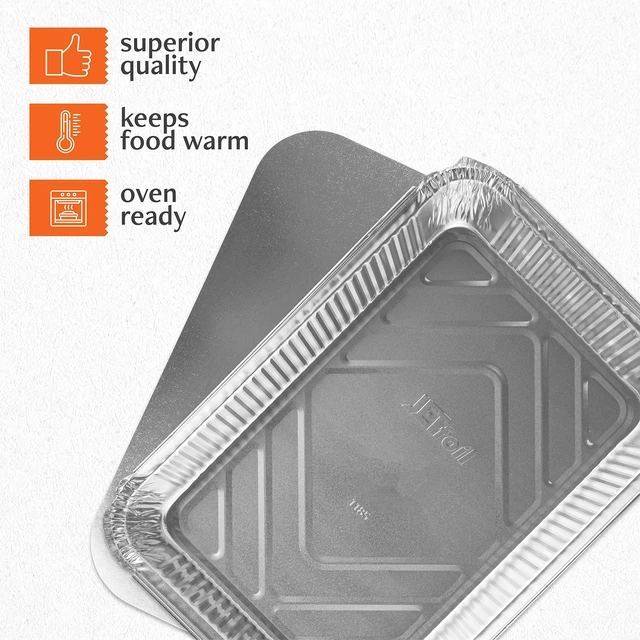 Alt view image 4 of 7 - Disposable 4 LB Aluminum Takeout Tin Foil Oblong Baking Pans 12'' X 8'' X 2'' Inch With Cardboard Lids - Brownies, Bread, or Lunchbox, Pack of 5
