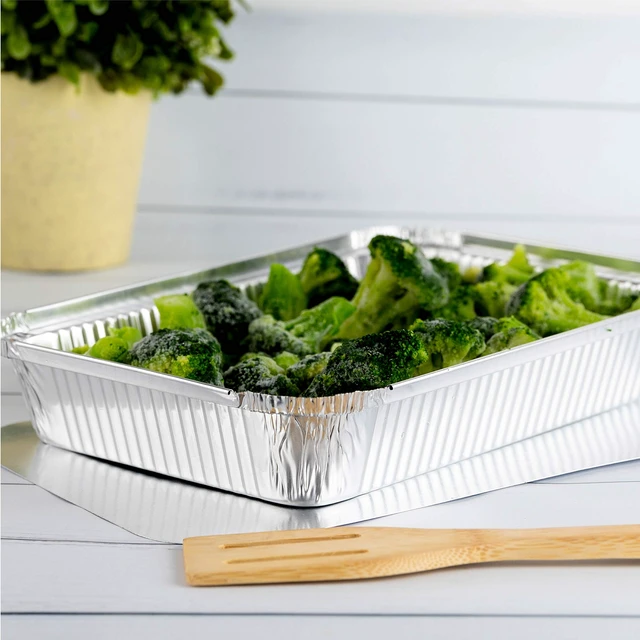 Alt view image 7 of 7 - Disposable 4 LB Aluminum Takeout Tin Foil Oblong Baking Pans 12'' X 8'' X 2'' Inch With Cardboard Lids - Brownies, Bread, or Lunchbox, Pack of 5