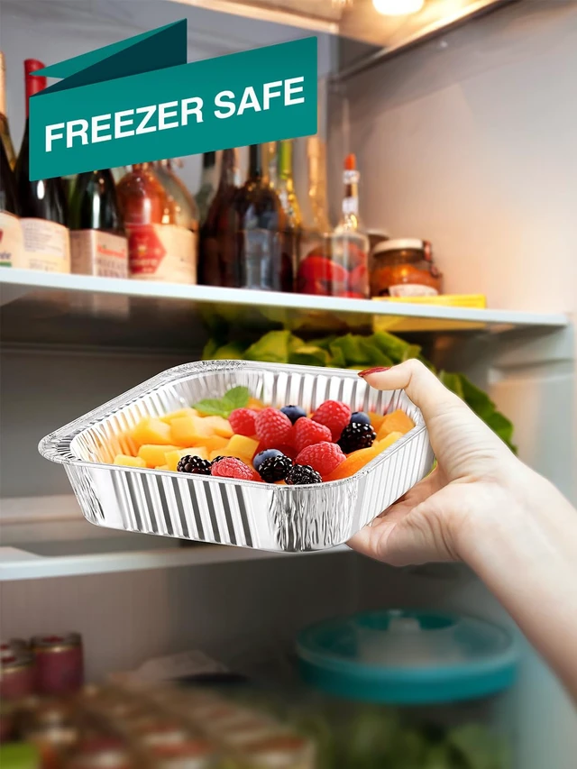 Alt view image 6 of 7 - 40 Pack Disposable Aluminum Foil Pans Assorted Sizes - 20 Large 10.25x12 Half Size Aluminum Pans & 20 Small 8x8 Tin Foil Baking Pans, Tin Trays Containers for Meal Prep, Food Cooking, Roasting