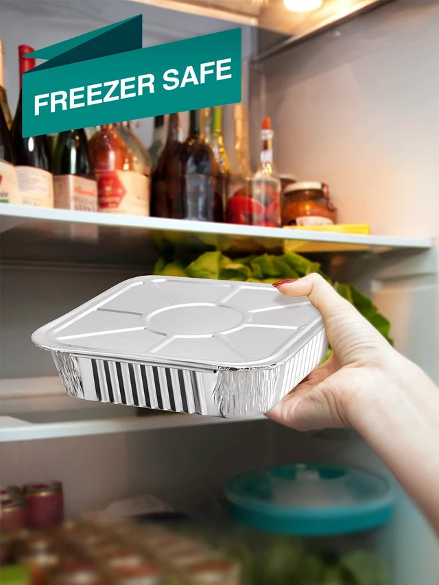 Alt view image 5 of 7 - 24 Pack Disposable Aluminum Pans with Lids Combo Set- 12 Large 9x13 Foil Pans Half Size & 12 Small 8x8 Tin Foil Baking Pans, Tin Trays Containers for Meal Prep, Food Cooking, Roasting, Heating