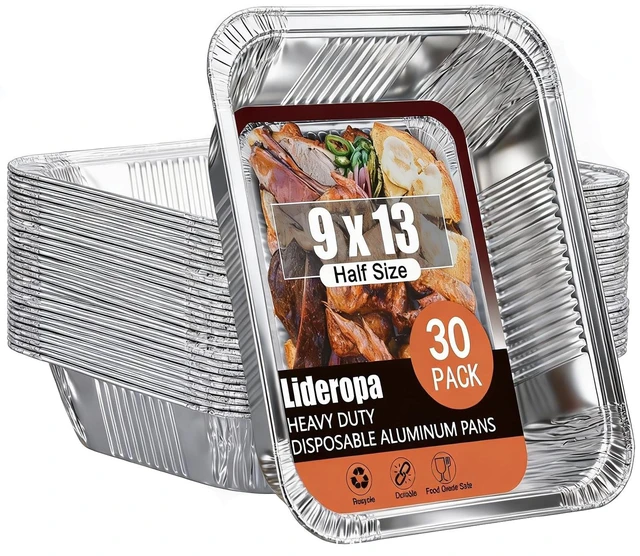 Main image of 30 Pack 9x13 Aluminum Pans, Disposable Half Size Foil Pans | Heavy Duty Aluminum Foil Pans for Baking,Roasting, Meal Prep, Food Storage, Parties, Catering - Oven, Freezer & Grill Safe