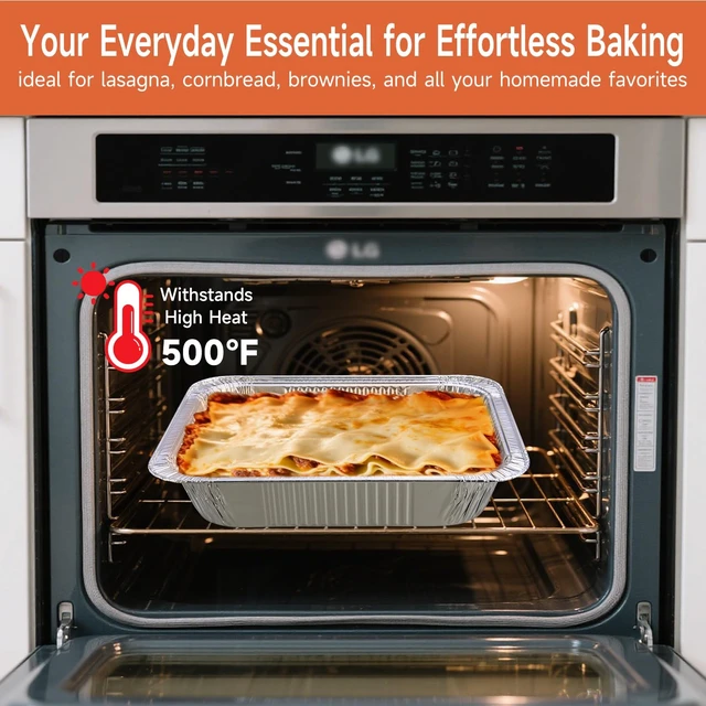 Alt view image 5 of 7 - 30 Pack 9x13 Aluminum Pans, Disposable Half Size Foil Pans | Heavy Duty Aluminum Foil Pans for Baking,Roasting, Meal Prep, Food Storage, Parties, Catering - Oven, Freezer & Grill Safe