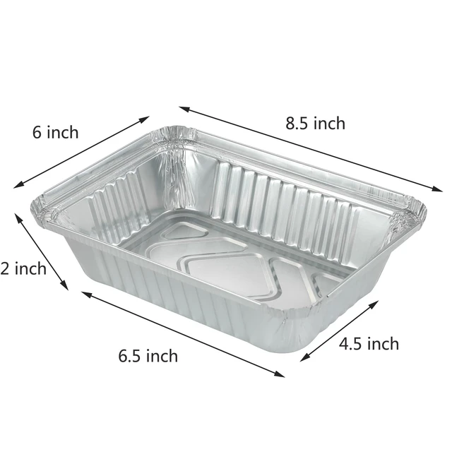 Alt view image 2 of 6 - 25Pack Disposable Aluminum Foil Pans with Lids 8.5x6.3-2.25LB | Heavy Duty Foil Pans with Board Lids, Disposable Take Out Food Containers, Foil Pans for Meal Prep Freezer Cooking Baking