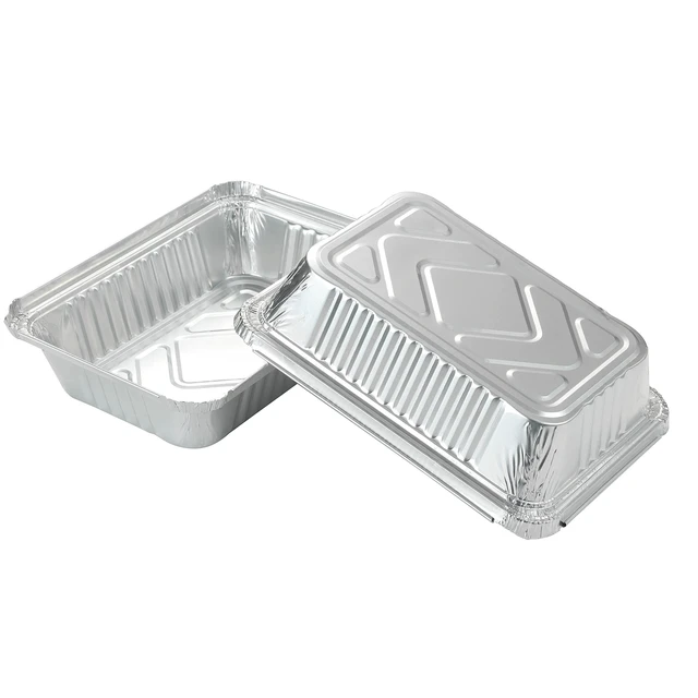 Alt view image 4 of 6 - 25Pack Disposable Aluminum Foil Pans with Lids 8.5x6.3-2.25LB | Heavy Duty Foil Pans with Board Lids, Disposable Take Out Food Containers, Foil Pans for Meal Prep Freezer Cooking Baking