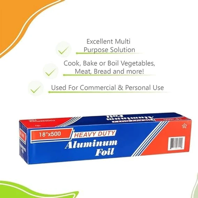 Alt view image 2 of 5 - Heavy Duty Silver Aluminium Foil Roll | Premium Quality Kitchen Wrap for Grilling, Baking, Roasting and Food Storage | Durable and Versatile Aluminum Foil for Home and Professional Use