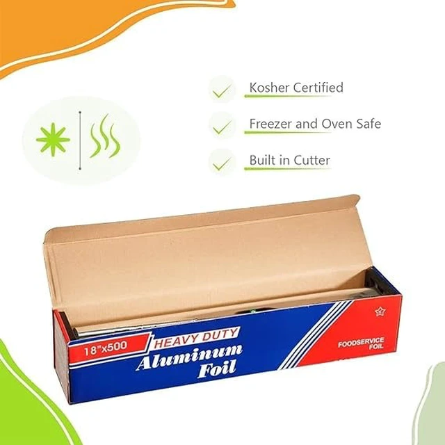 Alt view image 5 of 5 - Heavy Duty Silver Aluminium Foil Roll | Premium Quality Kitchen Wrap for Grilling, Baking, Roasting and Food Storage | Durable and Versatile Aluminum Foil for Home and Professional Use