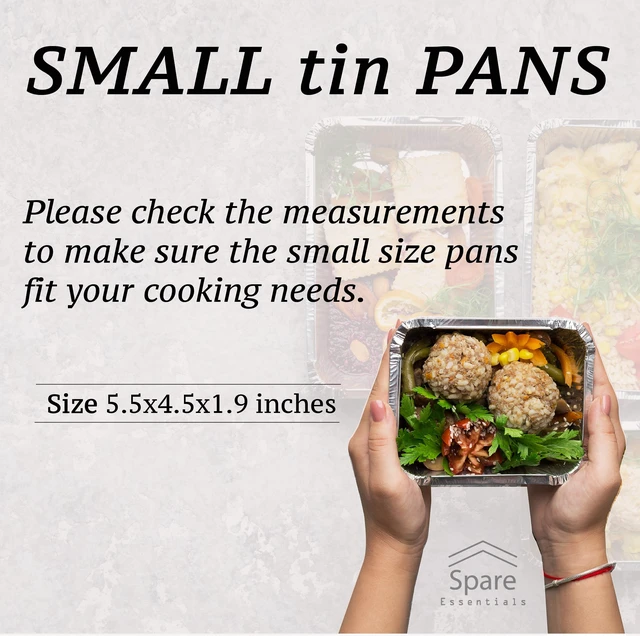Alt view image 3 of 7 - Aluminum Pans with Lids, Disposable Baking Foil Containers, Takeout Food Storage, Freezer - Mini Foil Pans with Clear Lids for Restaurants & Catering - Size 5.5x4.5x1.9 Spare Essentials