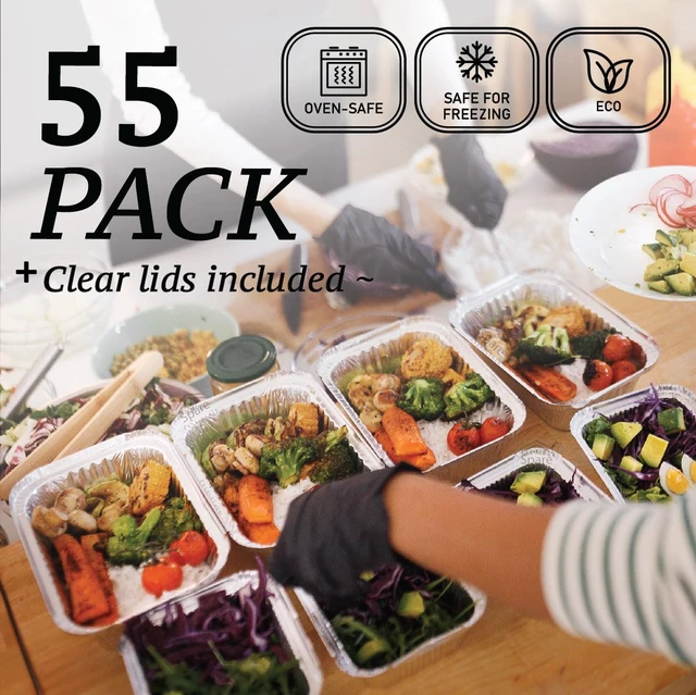 Alt view image 6 of 7 - Aluminum Pans with Lids, Disposable Baking Foil Containers, Takeout Food Storage, Freezer - Mini Foil Pans with Clear Lids for Restaurants & Catering - Size 5.5x4.5x1.9 Spare Essentials