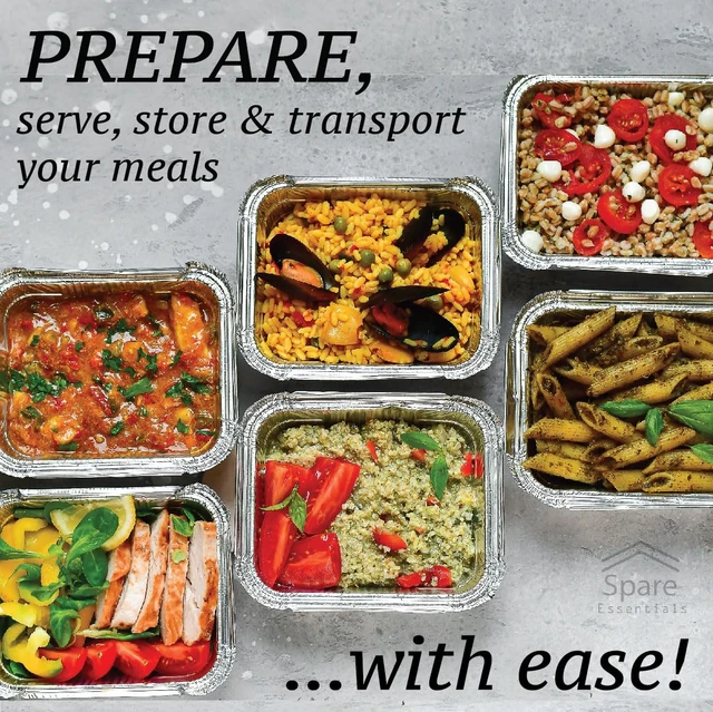 Alt view image 7 of 7 - Aluminum Pans with Lids, Disposable Baking Foil Containers, Takeout Food Storage, Freezer - Mini Foil Pans with Clear Lids for Restaurants & Catering - Size 5.5x4.5x1.9 Spare Essentials