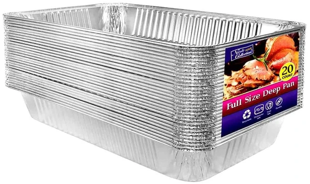 Main image of Aluminum Deep Foil Pans Full Size, Large Disposable Roasting & Baking Pan, 21"x13" (20 Pack) Extra Heavy Duty Chafing Trays for Hotels, Restaurants, Caterers, Steam Table, Buffets & Bakeware