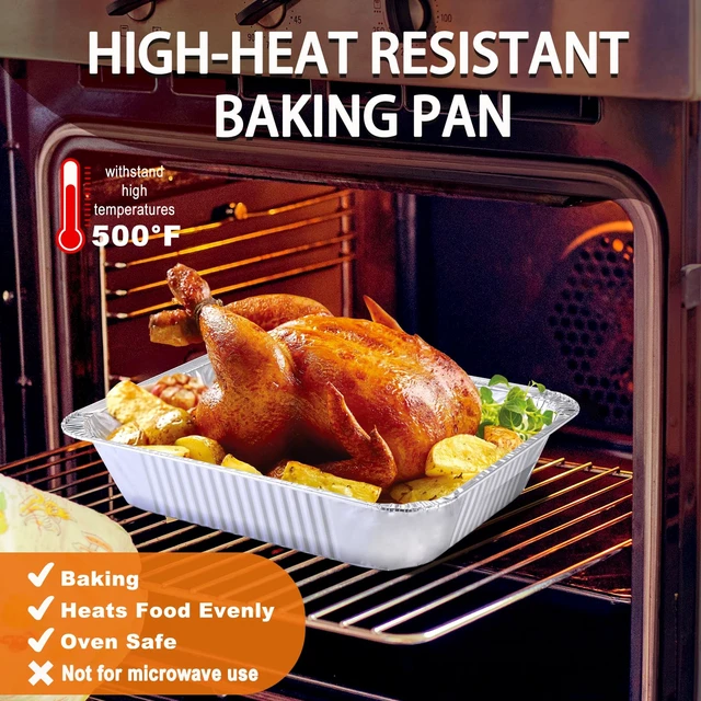 Alt view image 3 of 7 - Foil Pans 9x13 Disposable - Half Size Aluminum Foil Heavy Duty deep Steam Table Pan, Tin foil Turkey Sheets Tray Chafing Grill Accessories for Cooking, Baking, Storing, Food Prepping (30)