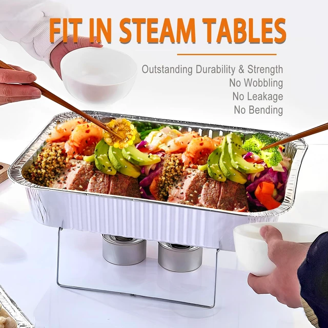 Alt view image 7 of 7 - Foil Pans 9x13 Disposable - Half Size Aluminum Foil Heavy Duty deep Steam Table Pan, Tin foil Turkey Sheets Tray Chafing Grill Accessories for Cooking, Baking, Storing, Food Prepping (30)