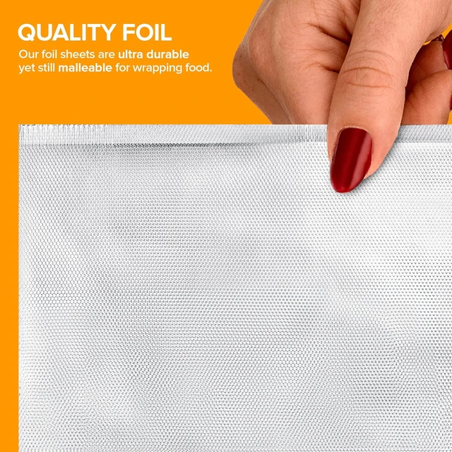 Alt view image 3 of 7 - Pop Up Deli Aluminum Foil, 500 Count Pre-Cut Sheets, Heavy Duty for Restaurant, Disposable for Food, Tin Foil for Burrito, Hot Dog or Sandwich