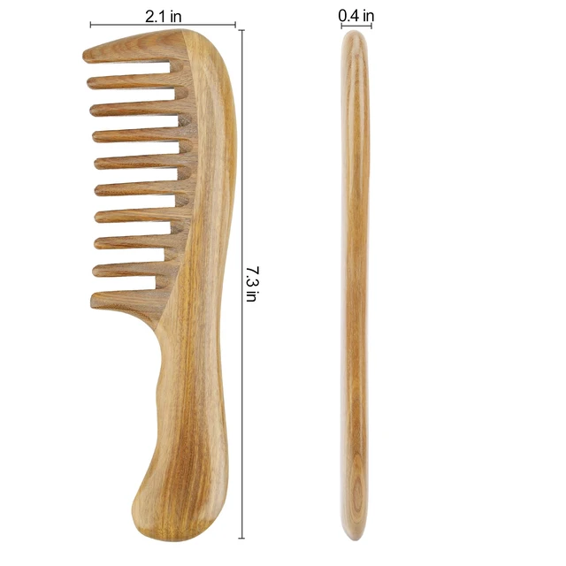 Alt view image 2 of 6 - Handmade 100% Natural Green Sandalwood Hair Combs - Anti-Static Sandalwood Scent Natural Hair Detangler Wooden Comb (Extra Wide Tooth)