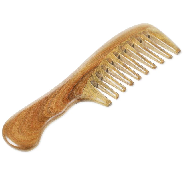 Alt view image 4 of 6 - Handmade 100% Natural Green Sandalwood Hair Combs - Anti-Static Sandalwood Scent Natural Hair Detangler Wooden Comb (Extra Wide Tooth)