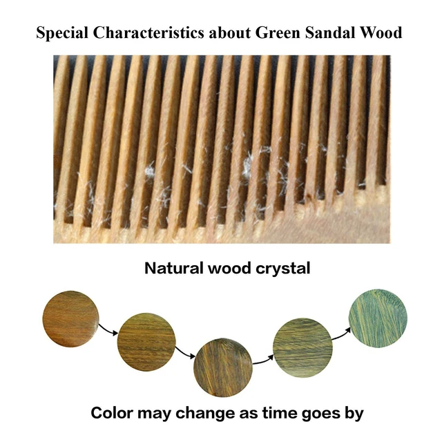 Alt view image 6 of 6 - Handmade 100% Natural Green Sandalwood Hair Combs - Anti-Static Sandalwood Scent Natural Hair Detangler Wooden Comb (Extra Wide Tooth)