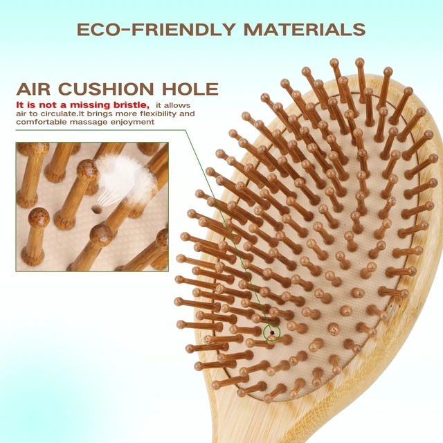 Alt view image 2 of 7 - Bamboo Hair Brush and Comb Set for Hair Growth & Scalp Massager | Natural Bamboo Hair Brush& Combs Set Detangling Hair Comb Set 4PC for All Hair Types, Great for Women, Men & Kids