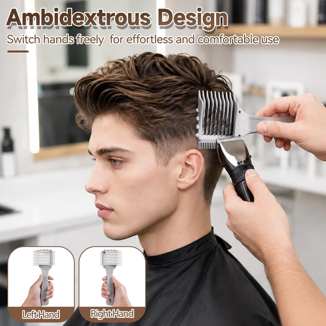Alt view image 3 of 7 - 4-in-1 Detachable Fade Comb Set | Left & Right Handed Barber Combs for Blending, Layering & Tapering, Universal Fit for Shears&Trimmers, Home & Salon Use, Grey