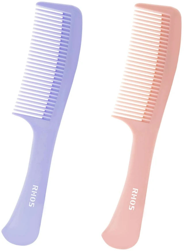 Main image of Medium Tooth Detangling Comb Set for Curly/Straight/Short/Thick Hair, Wet & Dry Use - Pink & Purple