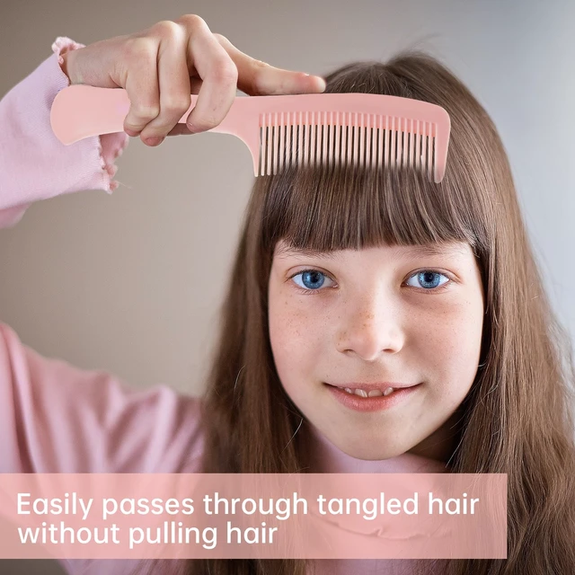 Alt view image 3 of 7 - Medium Tooth Detangling Comb Set for Curly/Straight/Short/Thick Hair, Wet & Dry Use - Pink & Purple