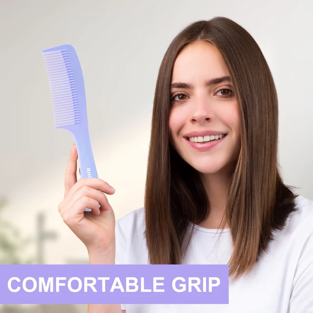 Alt view image 4 of 7 - Medium Tooth Detangling Comb Set for Curly/Straight/Short/Thick Hair, Wet & Dry Use - Pink & Purple