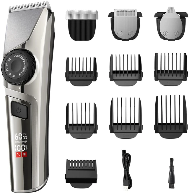 Main image of Beard Trimmer for Men, Cordless Beard and Hair Trimmer | 6 Guide Combs, 5-Length Adjustable Dial, 3-Speed, 240-Min Runtime, Wet & Dry Groomer, LED Display