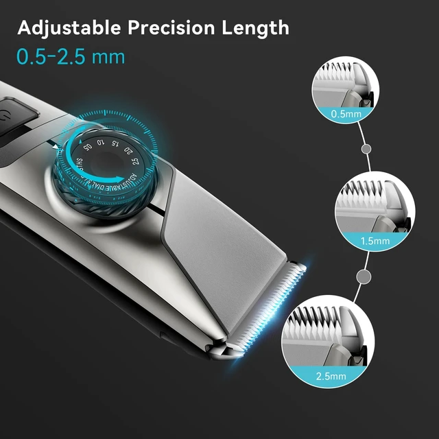 Alt view image 4 of 7 - Beard Trimmer for Men, Cordless Beard and Hair Trimmer | 6 Guide Combs, 5-Length Adjustable Dial, 3-Speed, 240-Min Runtime, Wet & Dry Groomer, LED Display