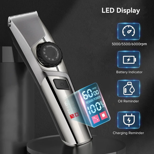 Alt view image 6 of 7 - Beard Trimmer for Men, Cordless Beard and Hair Trimmer | 6 Guide Combs, 5-Length Adjustable Dial, 3-Speed, 240-Min Runtime, Wet & Dry Groomer, LED Display