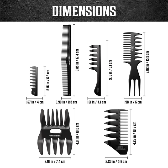 Alt view image 6 of 6 - Professional Hair Styling Combs for Men - 6 Piece Set | Anti-Static & Durable Design - For Styling, Texturizing & Detangling - Easy to Clean - Professional Grade