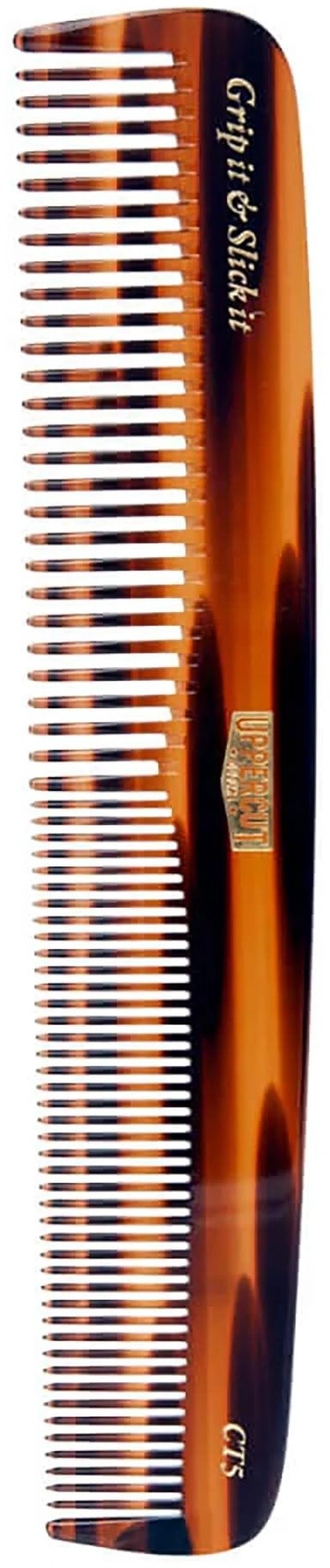 Main image of CT5 Tortoise Shell Pocket Comb Dual Tooth Barber Comb for Men, Fine & Wide Teeth Hair Styling Comb, Plant Cellulose Acetate, Styling Comb for Short to Medium Hair, Pro Grooming Comb