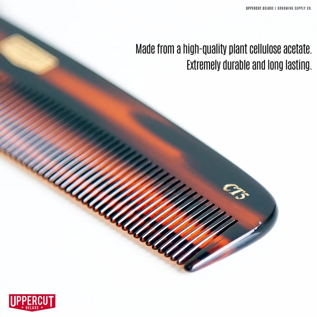 Alt view image 2 of 7 - CT5 Tortoise Shell Pocket Comb Dual Tooth Barber Comb for Men, Fine & Wide Teeth Hair Styling Comb, Plant Cellulose Acetate, Styling Comb for Short to Medium Hair, Pro Grooming Comb