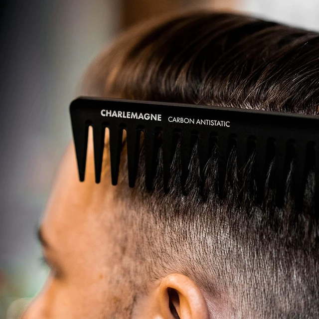 Alt view image 3 of 7 - Wide Tooth Comb for Men - 19 cm, Anti-Static Carbon | Detangle Knots with Detangler Comb - Add Volume, Texture & Style Slick Back Hair with Styling Tool