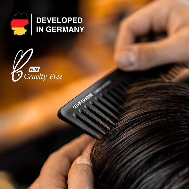 Alt view image 4 of 7 - Wide Tooth Comb for Men - 19 cm, Anti-Static Carbon | Detangle Knots with Detangler Comb - Add Volume, Texture & Style Slick Back Hair with Styling Tool