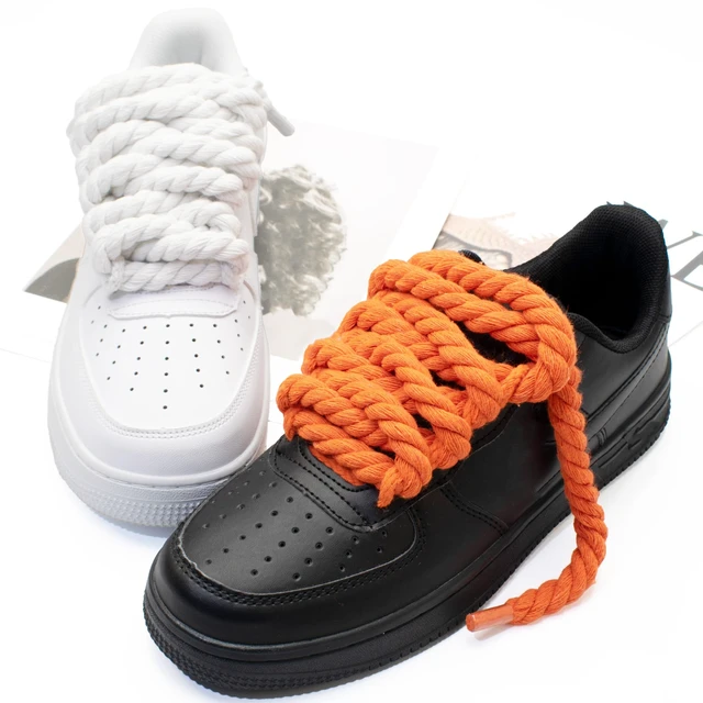 Alt view image 4 of 7 - 1 Pairs Thick Rope Shoe Laces For Sneakers, 8mm Chunky Fat Shoelaces Twisted Laces, Solid Colors Shoestrings (Yellow, 47 Inch(120cm))