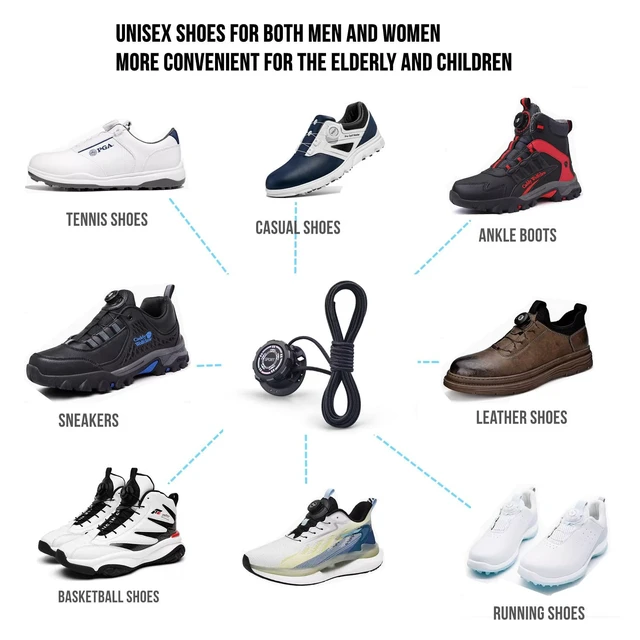 Alt view image 6 of 6 - Rotating No Tie Shoelaces - 48inch Automatic Lock, 150Lbf Tensile Strength, Quick Tighten & Release for Sneakers, Casual Shoes, Unisex