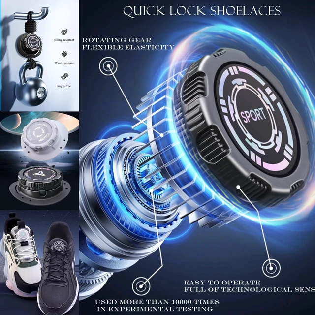 Alt view image 3 of 6 - Rotating No Tie Shoelaces - 48inch Automatic Lock, 150Lbf Tensile Strength, Quick Tighten & Release for Sneakers, Casual Shoes, Unisex