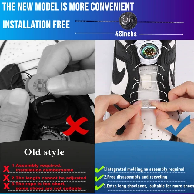 Alt view image 5 of 6 - Rotating No Tie Shoelaces - 48inch Automatic Lock, 150Lbf Tensile Strength, Quick Tighten & Release for Sneakers, Casual Shoes, Unisex