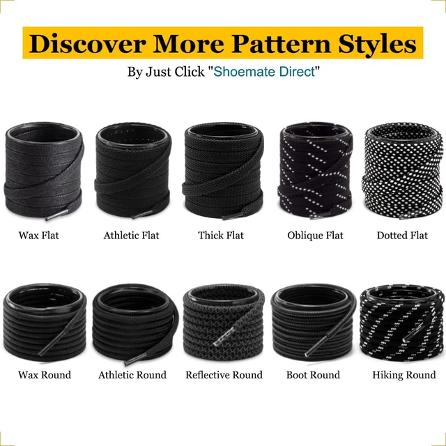 Alt view image 6 of 6 - Solid Color Round Shoe Laces for Sneakers, Boots and Athletic Shoes, Shoe Strings, Black, 48"(122cm) 4-Hei ROD-122-4