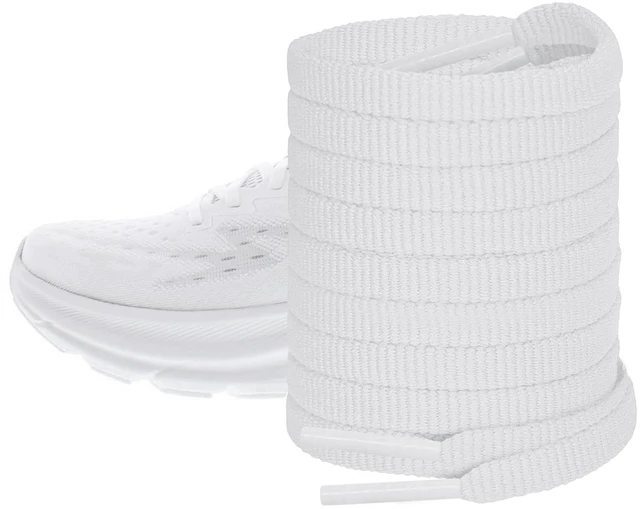 Main image of Stripe Shoelaces for Hoka Clifton, Bondi, Rincon, White, 54" | 1/4"(6mm) Flat Shoe Laces Replacement Strings for Running Sneakers