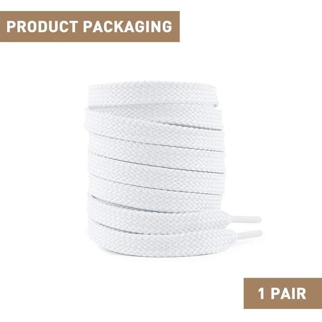Alt view image 2 of 6 - Flat Shoelaces for New Balance 9060, 574, 997, 998, White, 45in | 5/16"(8mm) Athletic Classic Shoe Laces Replacement Strings for Sneakers