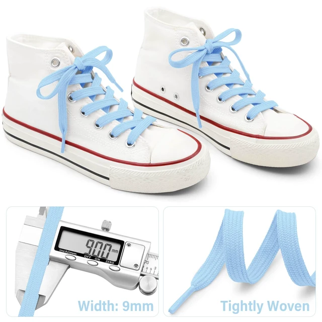 Alt view image 3 of 7 - Solid Flat Shoe Laces: 55 Inch Light Blue Thick Shoelaces | 2 Pairs 9MM Wide, Double Layer Hollow, Athletic Shoelaces