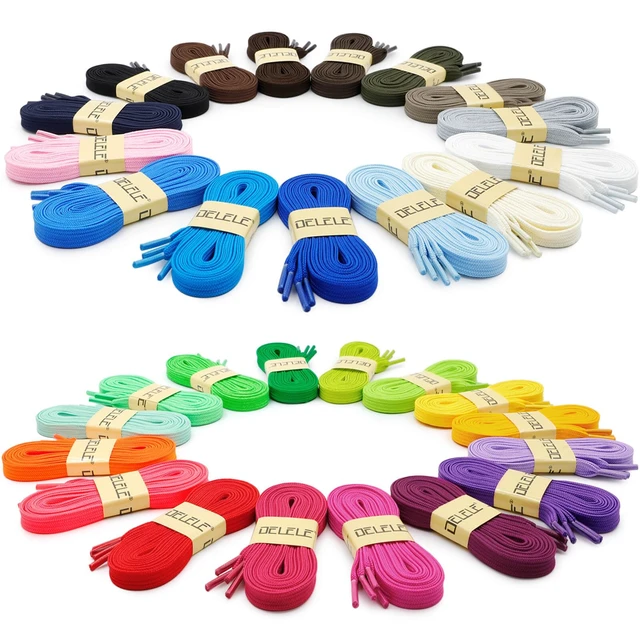 Alt view image 4 of 7 - Solid Flat Shoe Laces: 55 Inch Light Blue Thick Shoelaces | 2 Pairs 9MM Wide, Double Layer Hollow, Athletic Shoelaces