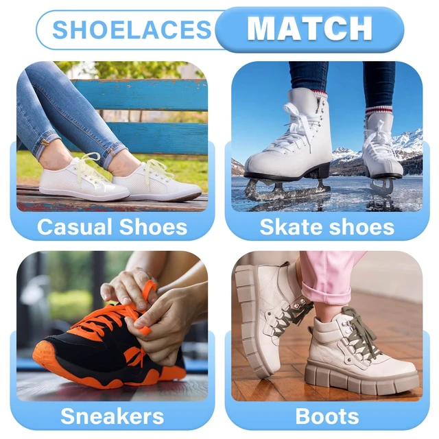 Alt view image 5 of 7 - Solid Flat Shoe Laces: 55 Inch Light Blue Thick Shoelaces | 2 Pairs 9MM Wide, Double Layer Hollow, Athletic Shoelaces