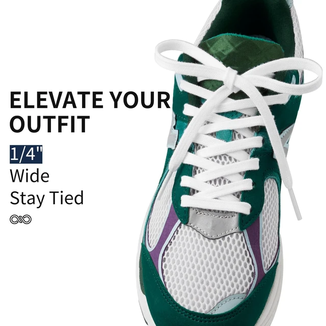 Alt view image 2 of 7 - 2 Pairs 1/4" White 50" Cotton Flat Shoe Laces for Sneakers | 15 Colors in 40"-60", Anti-Slip, Upgraded Shoelaces for Running Shoes, Shoe Strings for Sports Shoes
