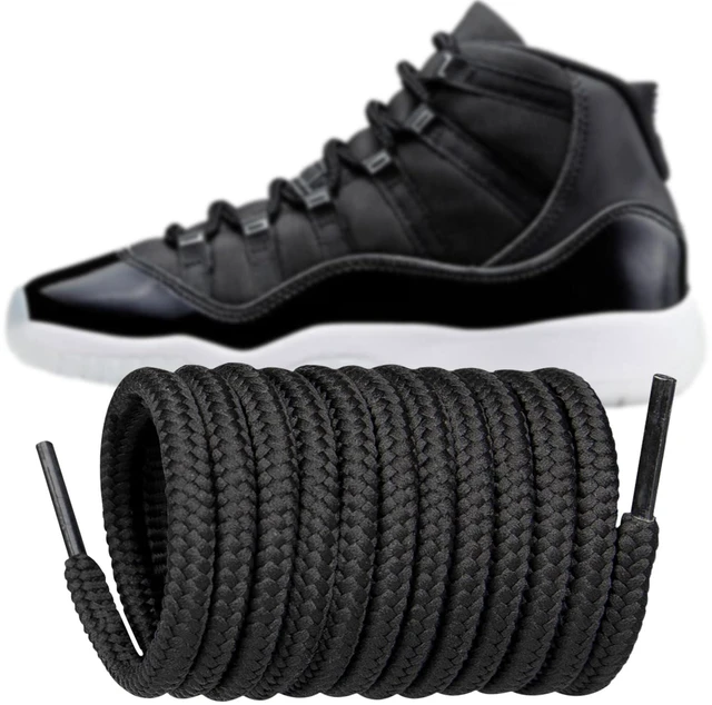 Main image of Shoe Laces for Air Jordan 11 Replacement Shoelaces Strings | 5MM Round Laces | Material: Polyester | Color:Black, Size:45Inch