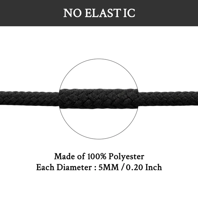Alt view image 3 of 5 - Shoe Laces for Air Jordan 11 Replacement Shoelaces Strings | 5MM Round Laces | Material: Polyester | Color:Black, Size:45Inch