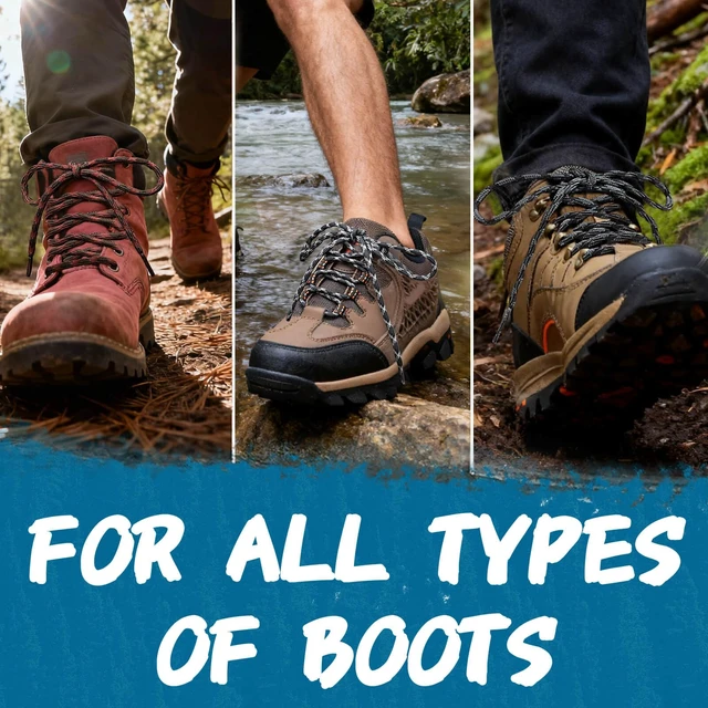 Alt view image 3 of 7 - Round Hiking Boot Laces: 39 Inch Black&Brown Laces | 2 Pairs Wave Shape Shoelaces, Non Slip Shoestrings, for Climbing Shoes Boots