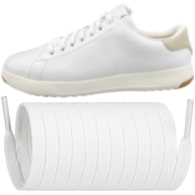 Main image of Shoe Laces for Cole Hann Replacement Shoelaces Strings | 8MM Waxed Flat Laces | Material: Cotton | Color: White | Size: 56Inch